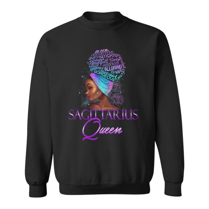 Purple Sagittarius Queen African American November December Sweatshirt