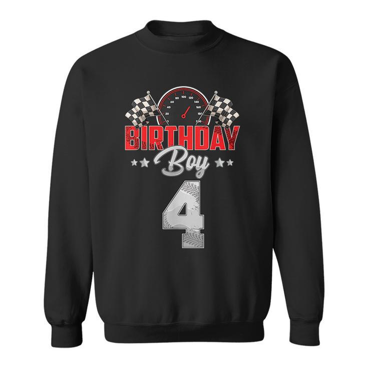 Race Car 4Th Birthday Boy Party Racing 4 Year Old Pit Crew Racing Funny Gifts Sweatshirt