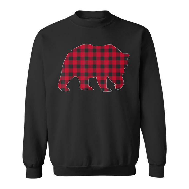 Red Plaid Bear Christmas Matching Buffalo Family Pajama Sweatshirt