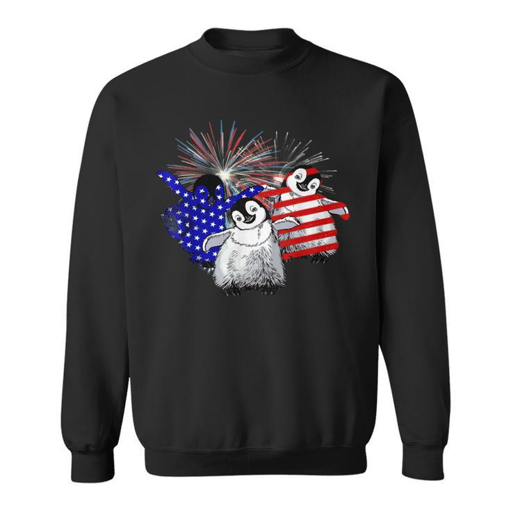 Red White Blue Penguin Fireworks 4Th Of July Sweatshirt