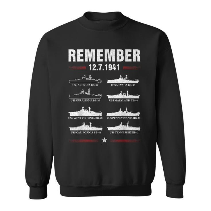 Remember Pearl Harbor Memorial Day December 7Th 1941 Wwii  Sweatshirt