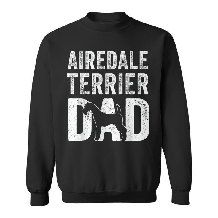 Retro Airedale Terrier Dad Papa Fathers Day Dog Silhouette  Sweatshirt
