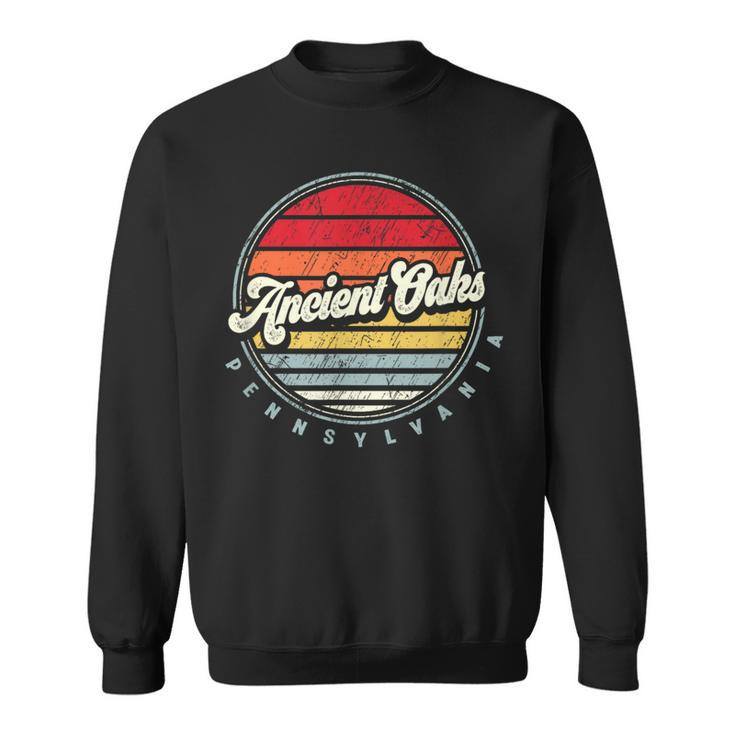 Retro Ancient Oaks Home State Cool 70S Style Sunset Sweatshirt