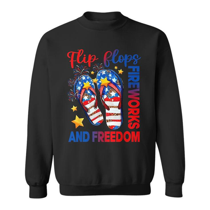 Retro Flip Flops Fireworks & Freedom American Flag Summer  Freedom Funny Gifts Sweatshirt