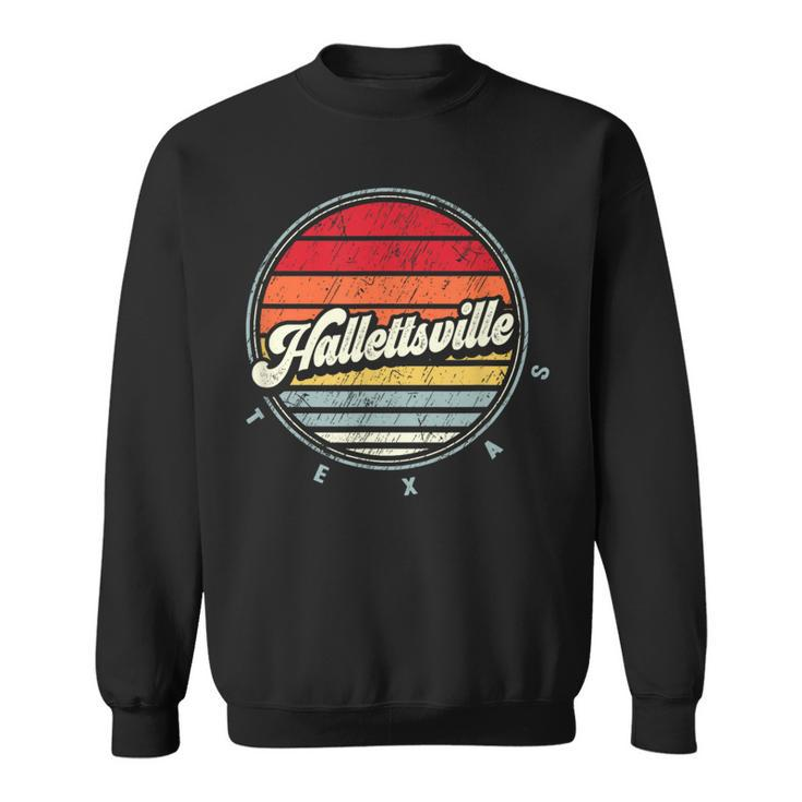 Retro Hallettsville Home State Cool 70S Style Sunset Sweatshirt