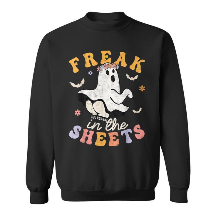 Retro Halloween Freak In The Sheets Ghost Boo Spooky Season Sweatshirt