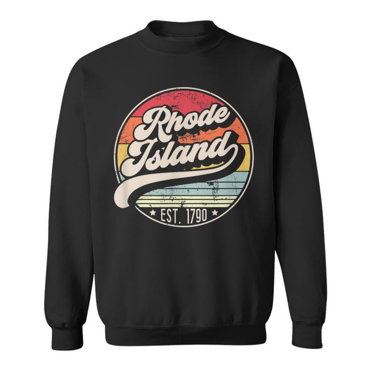 Retro Rhode Island Home State Ri Cool 70S Style Sunset  Sweatshirt