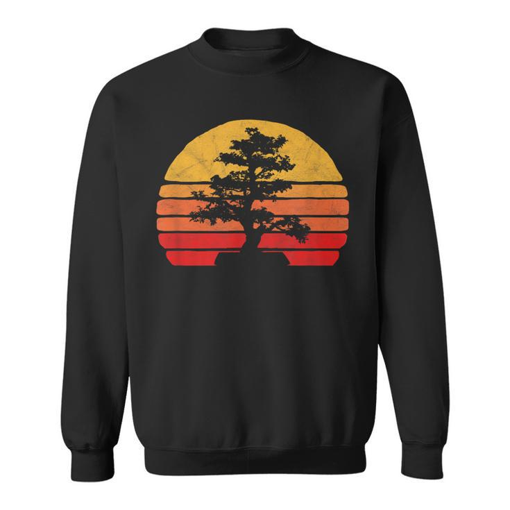 Retro Sun Minimalist Bonsai Tree Graphic Sweatshirt