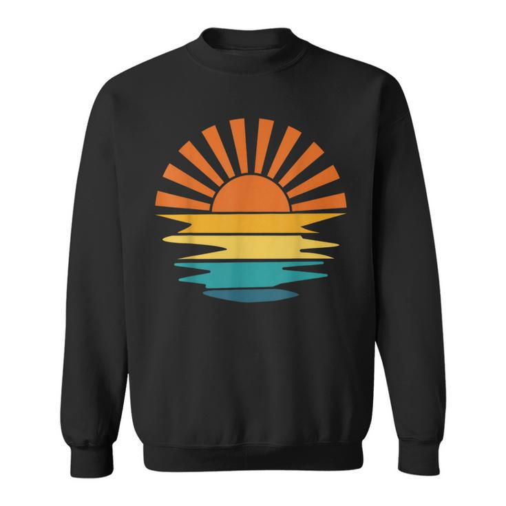 Retro Sunset Rays Wavy Vintage Retro Sunshine Sun Rays Vibes  Sweatshirt