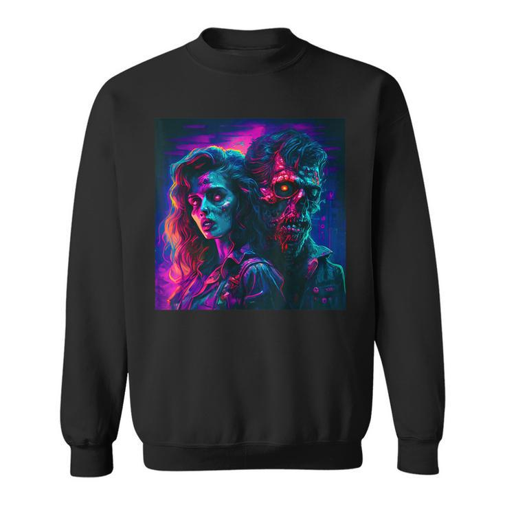 Retro Synthwave Zombie Horror 80S Vibe 80S Sweatshirt