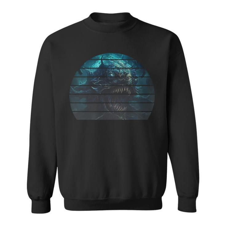 Retro Vintage Anime Deep Sea Monster Scary Ocean Fish 2   Sweatshirt