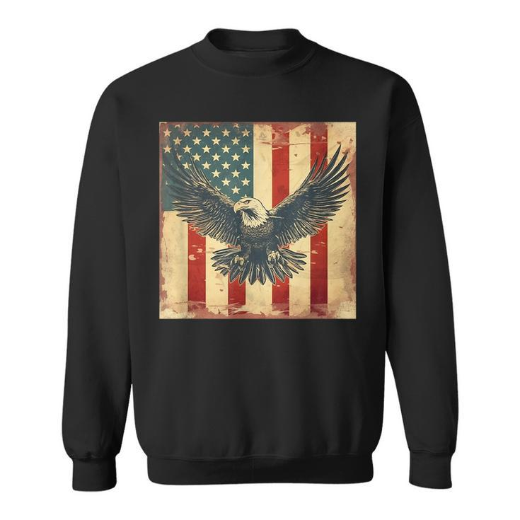 Retro Vintage Eagle American Usa Flag 4Th July Celebration Sweatshirt