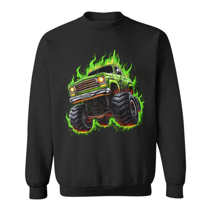 Retro Vintage Monster Truck Retro Sunset Monster Truck Boys Sweatshirt