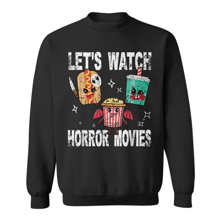 Retro Lets Watch Horror Movies Cute Halloween Costume Sweatshirt