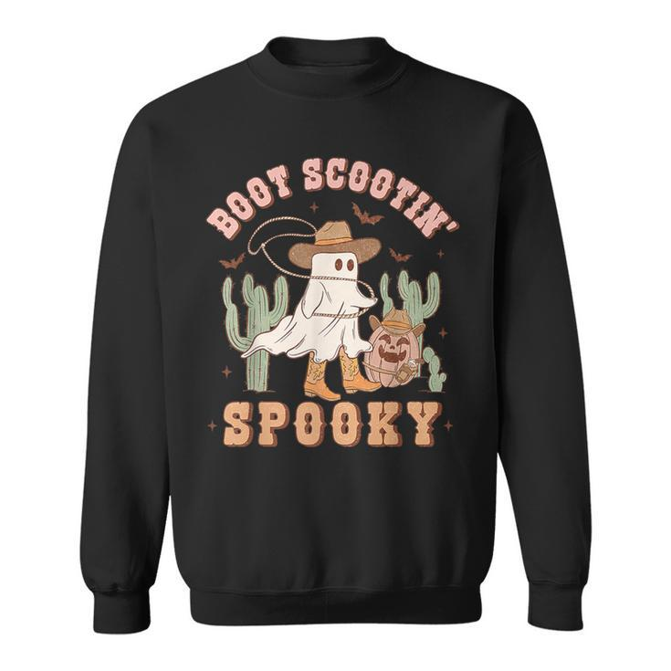 Retro Western Halloween Cowboy Ghost Boot Scootin Spooky Sweatshirt