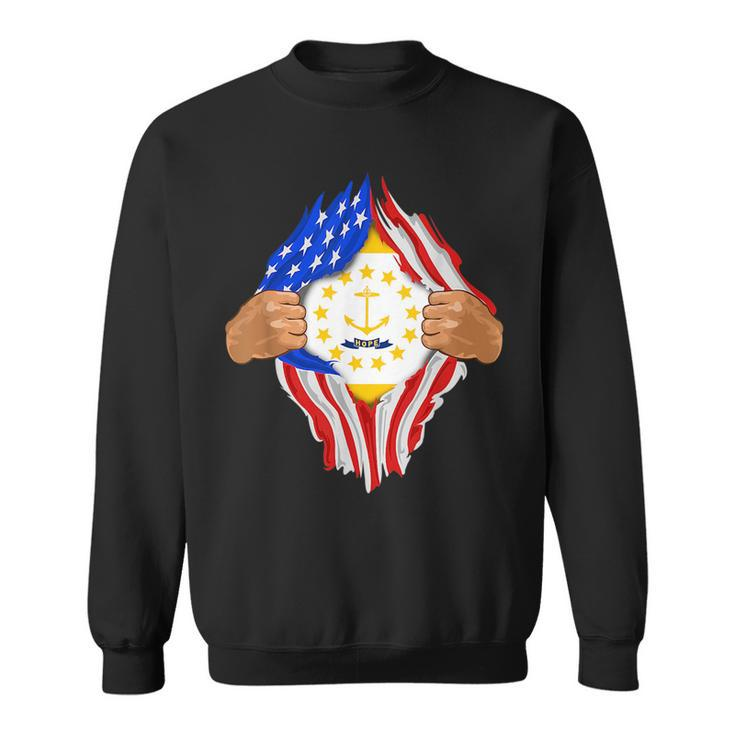 Rhode Island Roots Inside State Flag | American Proud  Sweatshirt