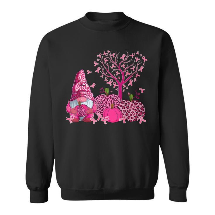 Ribbon Heart Tree Pink And Gnomes Breast Cancer Awareness Sweatshirt