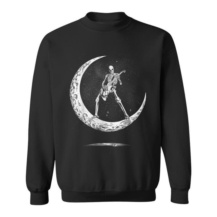 Rock On Skeleton Moon Rock And Roll Sweatshirt