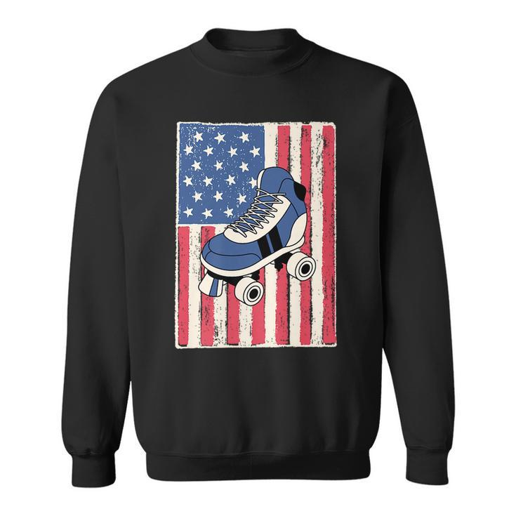 Roller Skate For Men Gift Skating American Flag Patriotic   Patriotic Funny Gifts Sweatshirt
