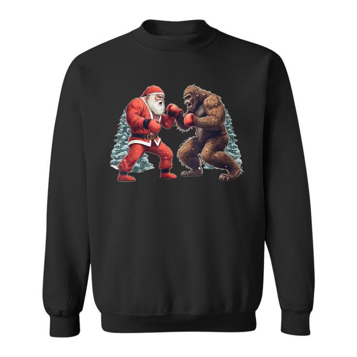 Santa Claus Boxing Bigfoot Sasquatch Christmas Sweatshirt