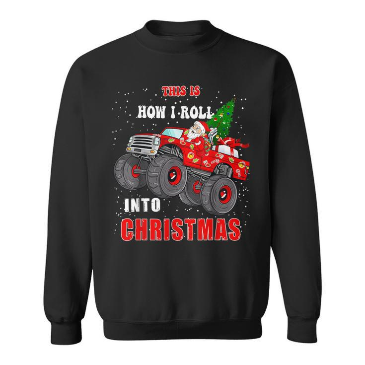 Santa Claus Monster Truck Boys Christmas Xmas Sweatshirt