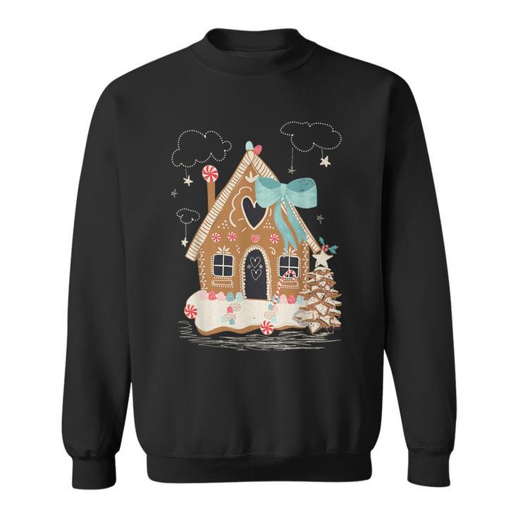 Santa Gingerbread House Christmas Holiday Season Snowflakes Sweatshirt
