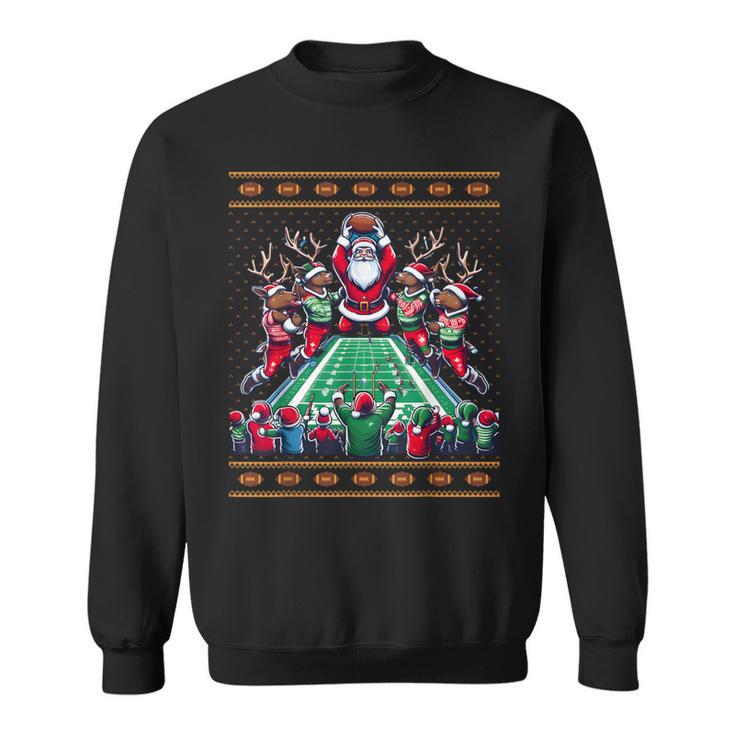 Santa Reindeer Play American Football Christmas Football Fan Sweatshirt