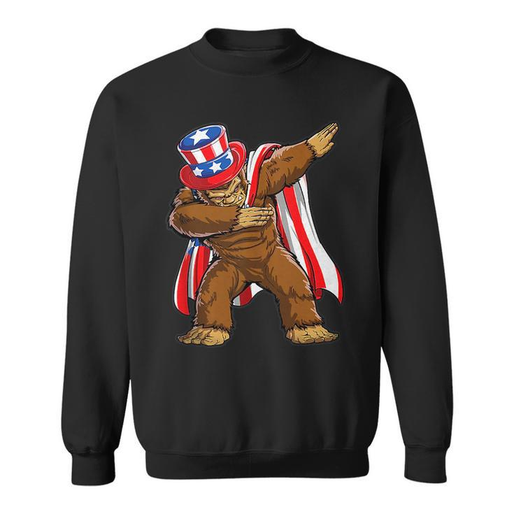 Sasquatch Dabbing Bigfoot 4Th Of July Usa Flag Independence  Sweatshirt