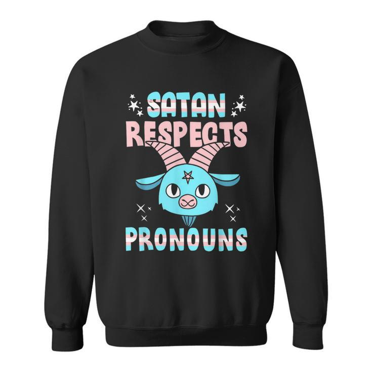 Satan Respects Pronouns Transgender Lgbtq Pride Trans  Sweatshirt