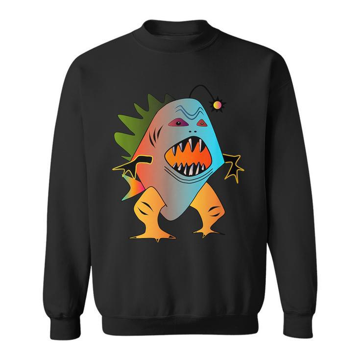 Scary Colorful Fish Sea Monster Creature Graphic  Sweatshirt