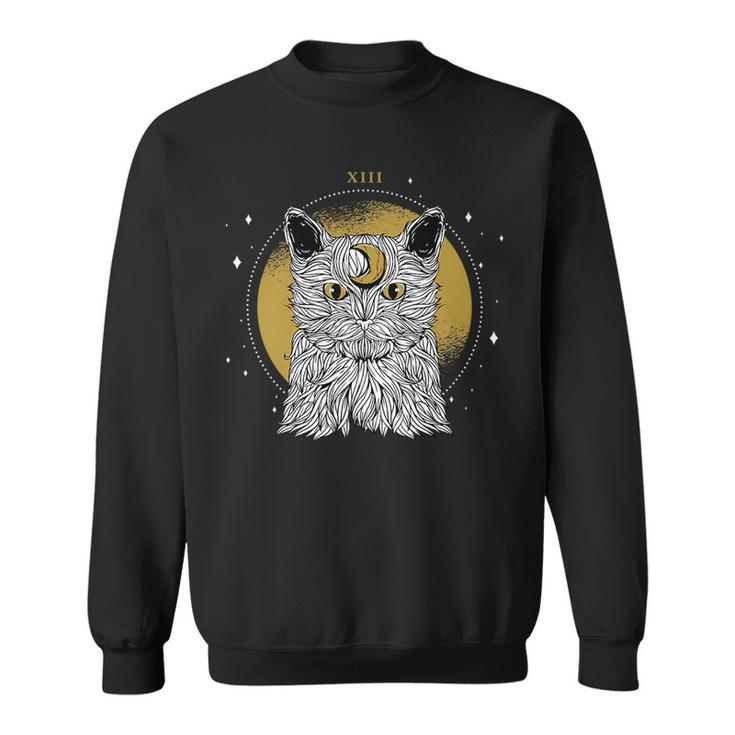 Scary Creepy Hairy Kitty Moon Astrology   Sweatshirt