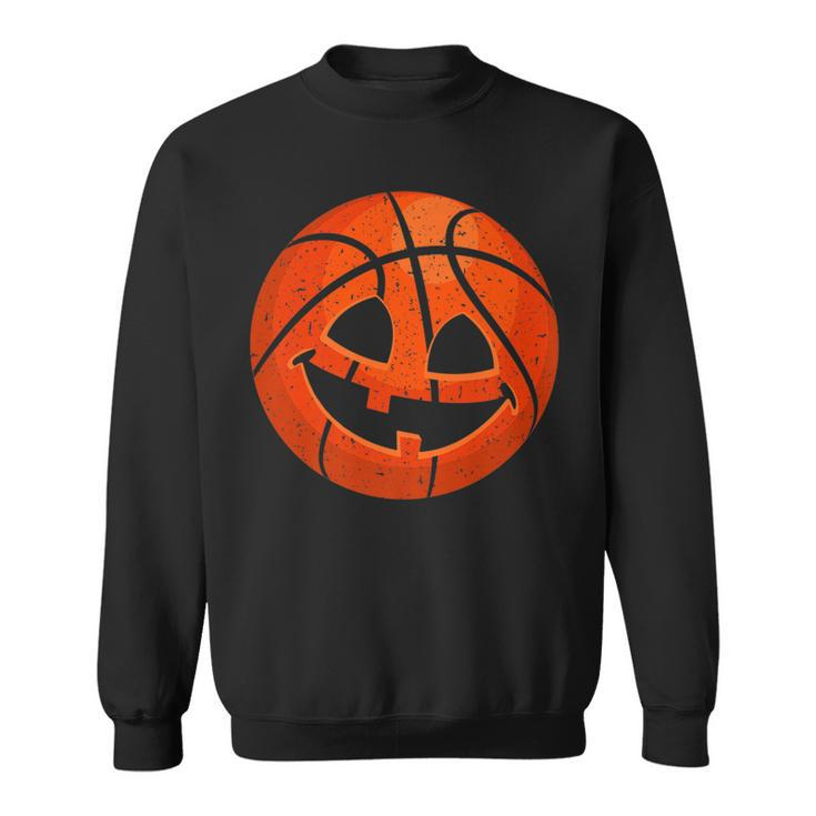 Scary Pumpkin Basketball Halloween Retro Vintage Design Basketball Funny Gifts Sweatshirt