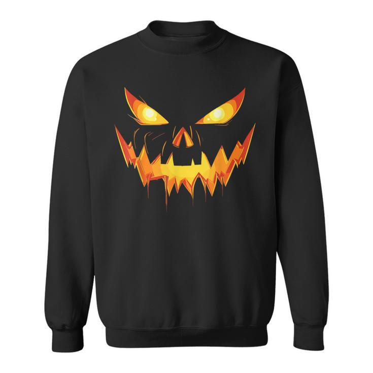 Scary Spooky Jack O Lantern Face Pumpkin Boys Halloween Sweatshirt