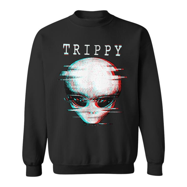 Scary Trippy Alien  - Alien Face - Alien Head Sweatshirt