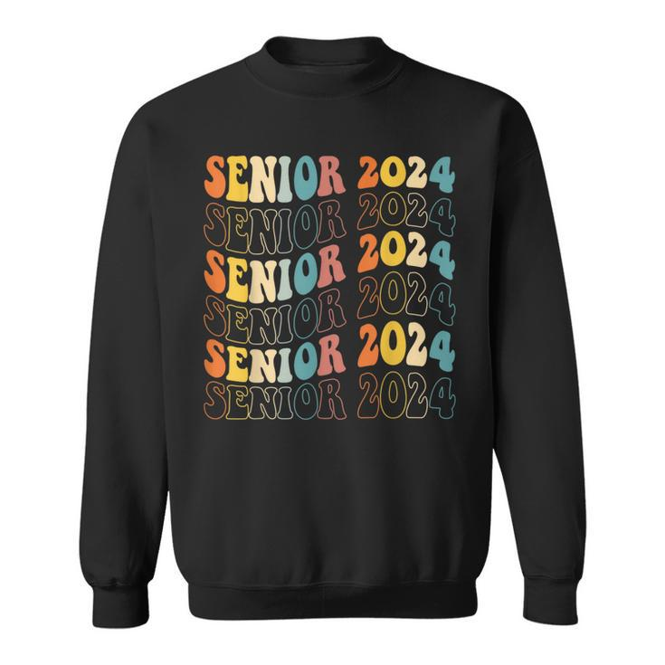 Senior 2024 Groovy Retro Class Of 2024 Graduation  Sweatshirt