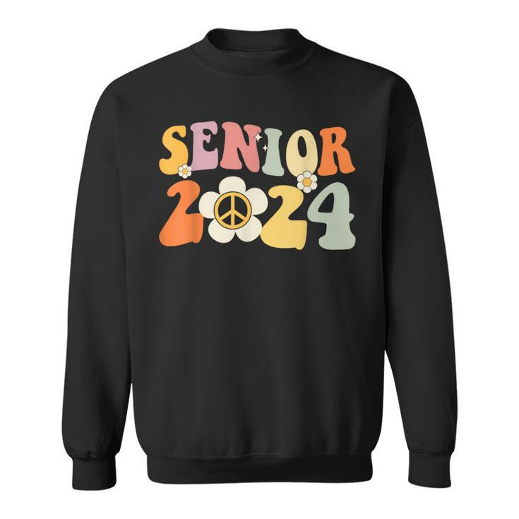 Senior 2024 Hippie Peace Love Seniors Back To School  Sweatshirt