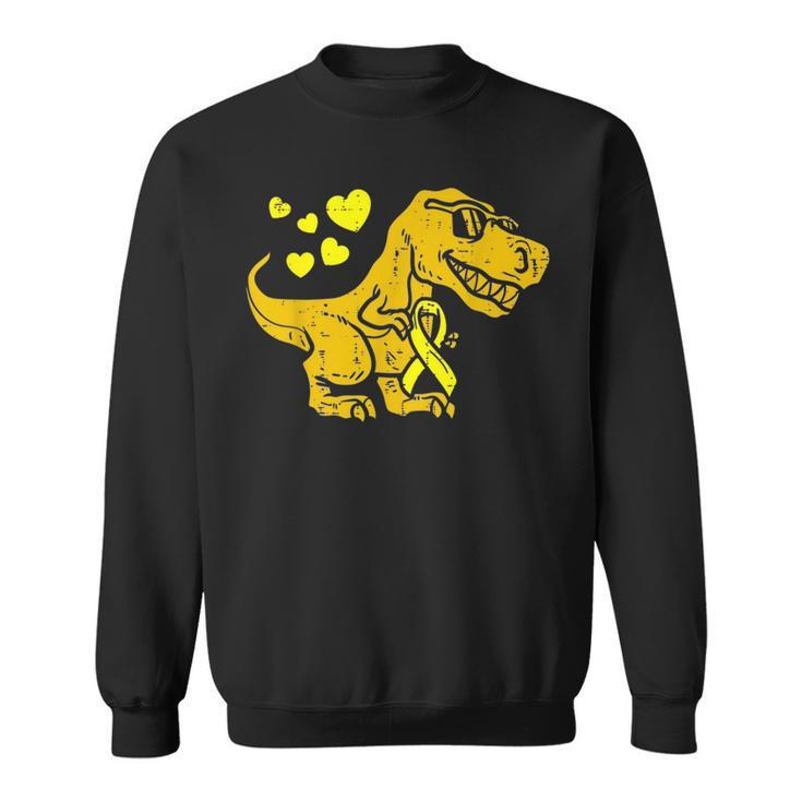 In September We Wear Gold Dinosaur T Rex Childhood Cancer Sweatshirt