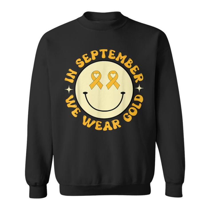 In September Wear Gold Smile Face Childhood Cancer Awareness Sweatshirt