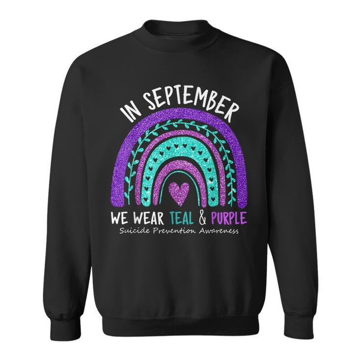 In September We Wear Teal & Purple Suicide Awareness Ribbon Sweatshirt