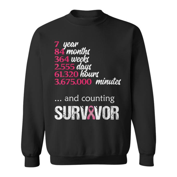 Seven 7 Years Survivor Breast Cancer Awareness Sweatshirt