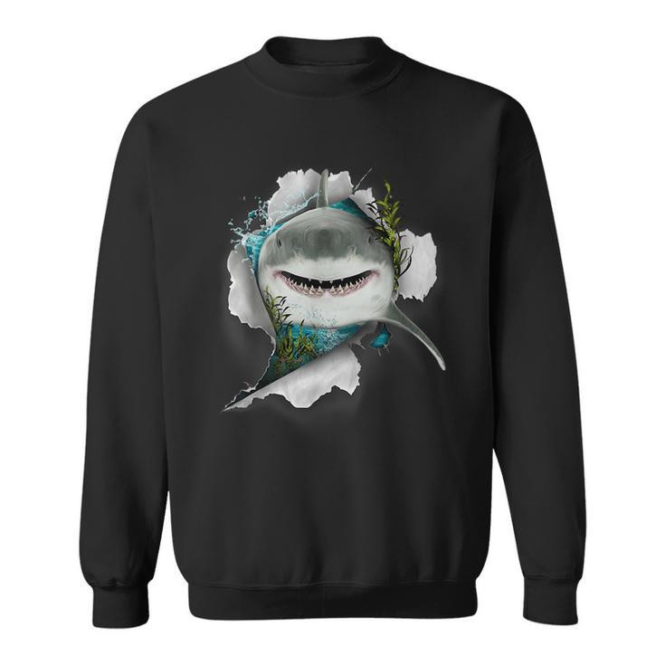 Shark Great White Shark Deep Sea Fishing Funny Shark  Sweatshirt