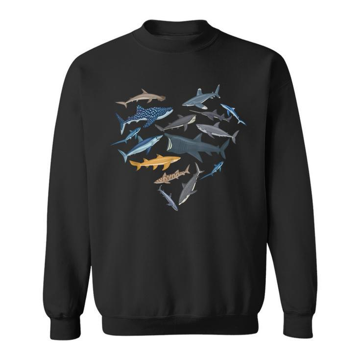 Shark Heart Sea Animal Underwater Shark Lover Sweatshirt