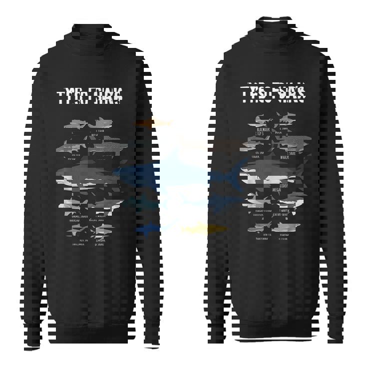 Shark Lover Types Of Sharks Kinds Of Sharks Shark Sweatshirt