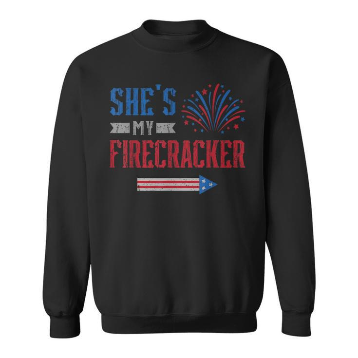 Shes My Firecracker Fireworks Usa Flag Couples 4Th Of July Usa Funny Gifts Sweatshirt