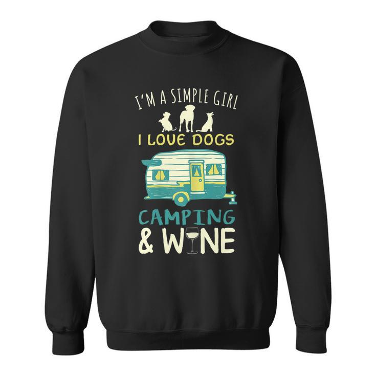 Simple Girl Dogs Camping Wine Camper Trailer Gift For Womens Sweatshirt