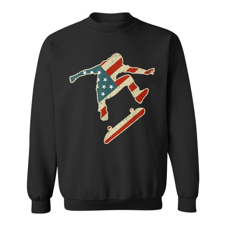 Skateboard Skating Usa American Flag Skater Skateboarding  Skateboarding Funny Gifts Sweatshirt