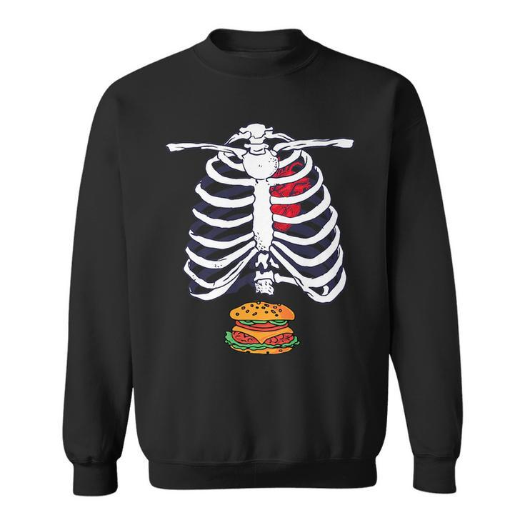 Skeleton Burger Halloween Foodie Scary Food Lover Hamburger Sweatshirt