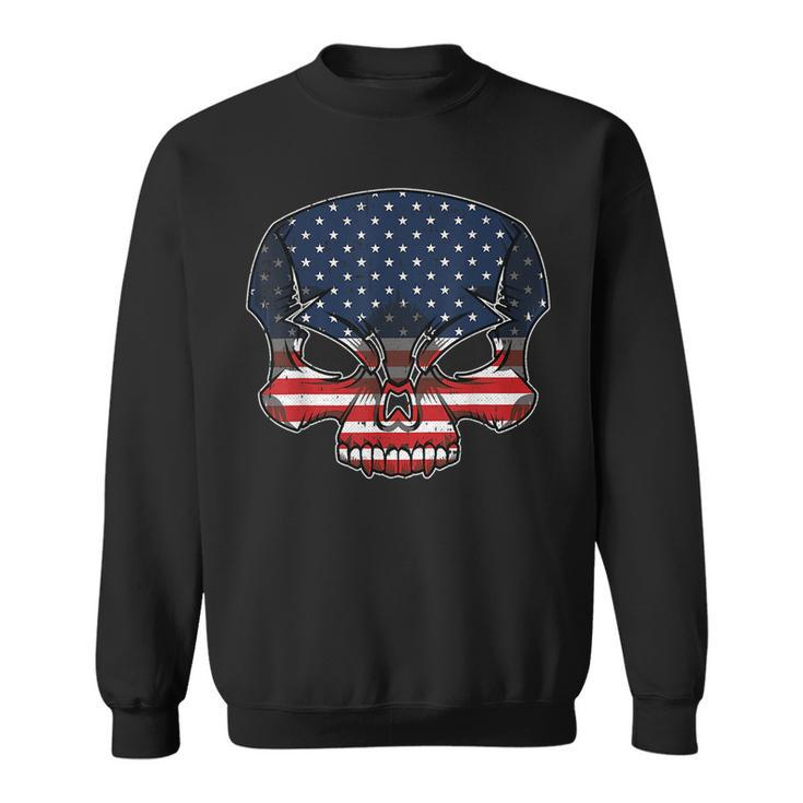 Skull American Flag 4Th Of July Cool Skeleton Patriotic  Patriotic Funny Gifts Sweatshirt