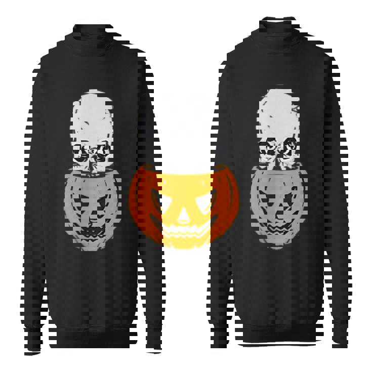 Skull Pumpkin Halloween Subtle Minimal Trick Or Treat Halloween Sweatshirt