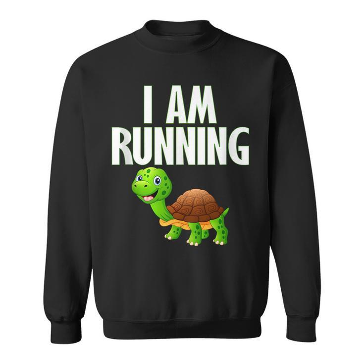 Slow Runner Turtle I Am Running Funny Runner Graphic Running Funny Gifts Sweatshirt